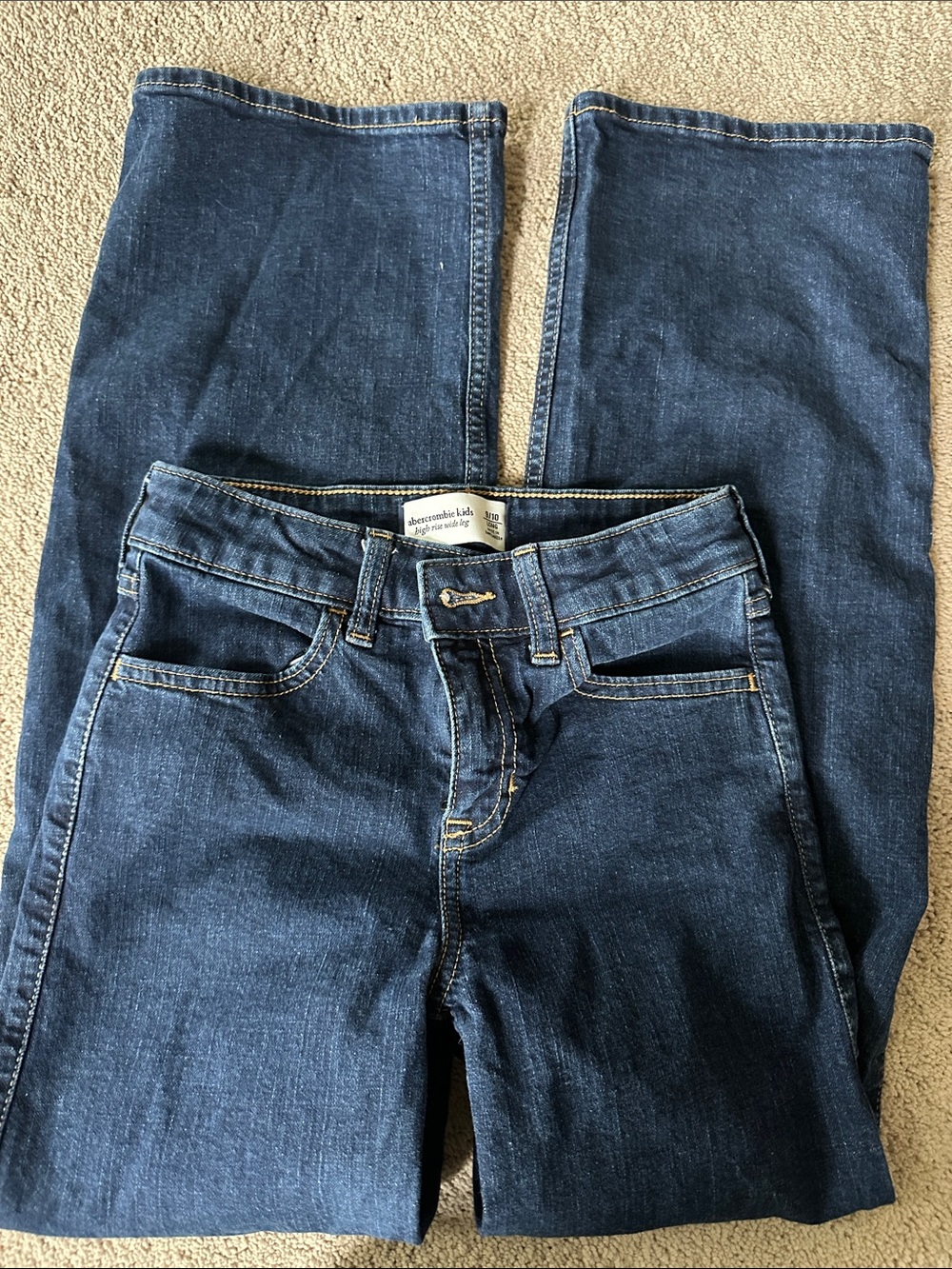 Abercrombie Kids Girls 9/10 Long Dark Blue wide leg Jeans